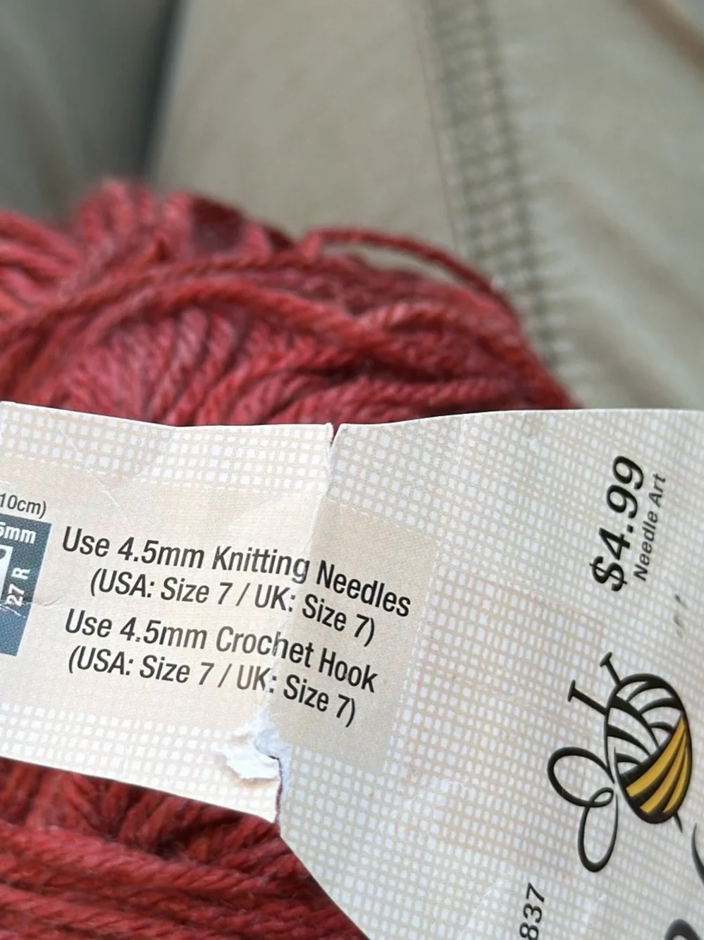 Yarn Bee Sweet Divinity Yarn lot in Red Clay and Mountain View's Gray 7 Skeins